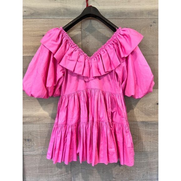 AJE Solstice Ruffled Poplin pink Mini Dress - Picture 4 of 13